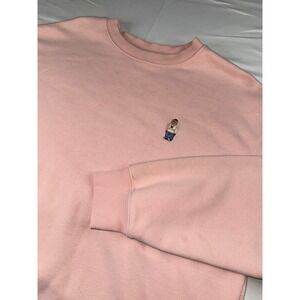 WHO.A.U California Spirit 1849 Pink Crewneck Sweatshirt Embroidered Bear Large